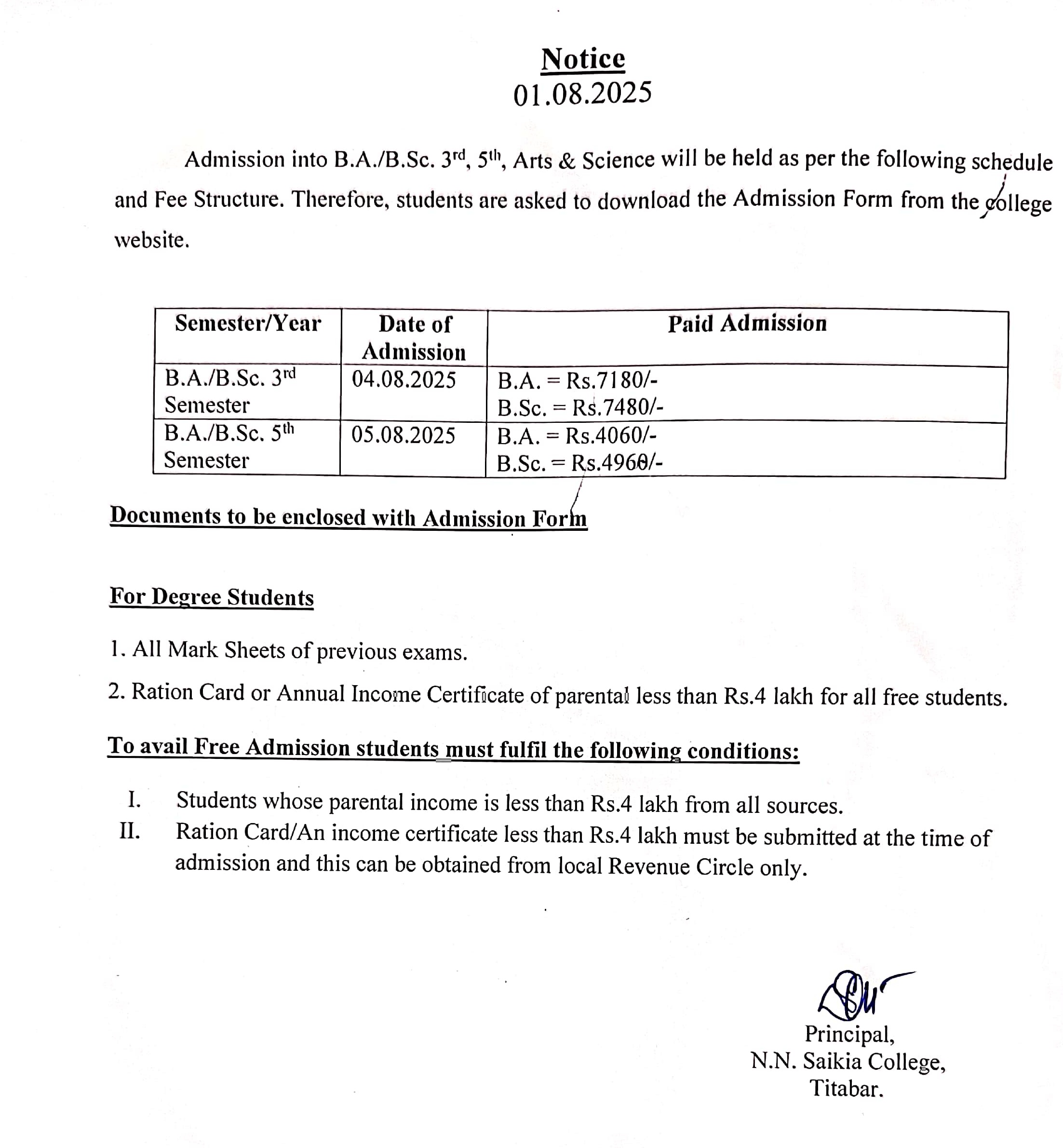 Admission
