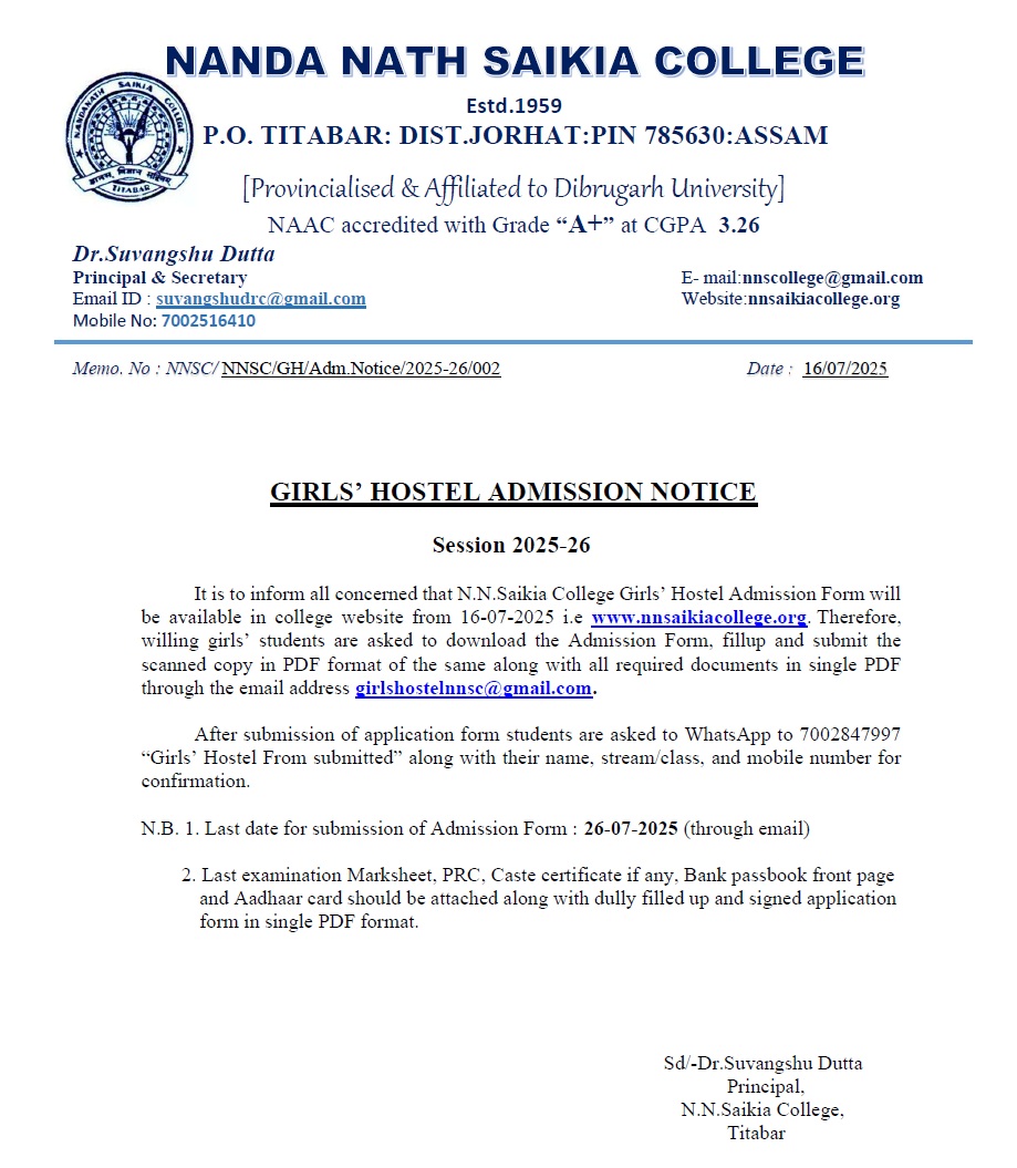 Hostel notice