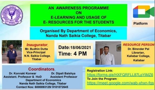 Awareness Programme on E-learning and Usage of E-Resources for the students